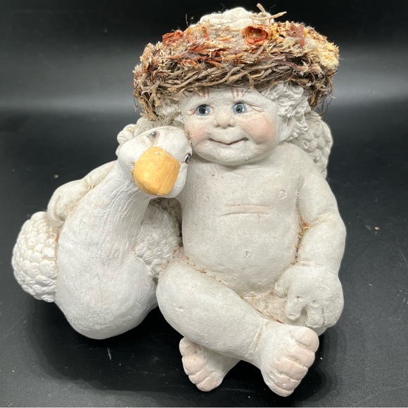 Dreamsicles Cherub with Duck Figurine Signed "Kristin" large - Picture 11 of 13